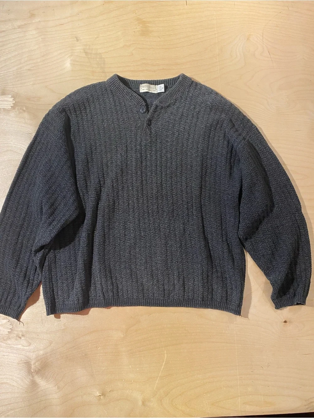 Crossings Men's Crew-Neck Knit Sweater - Charcoal XL (ST)